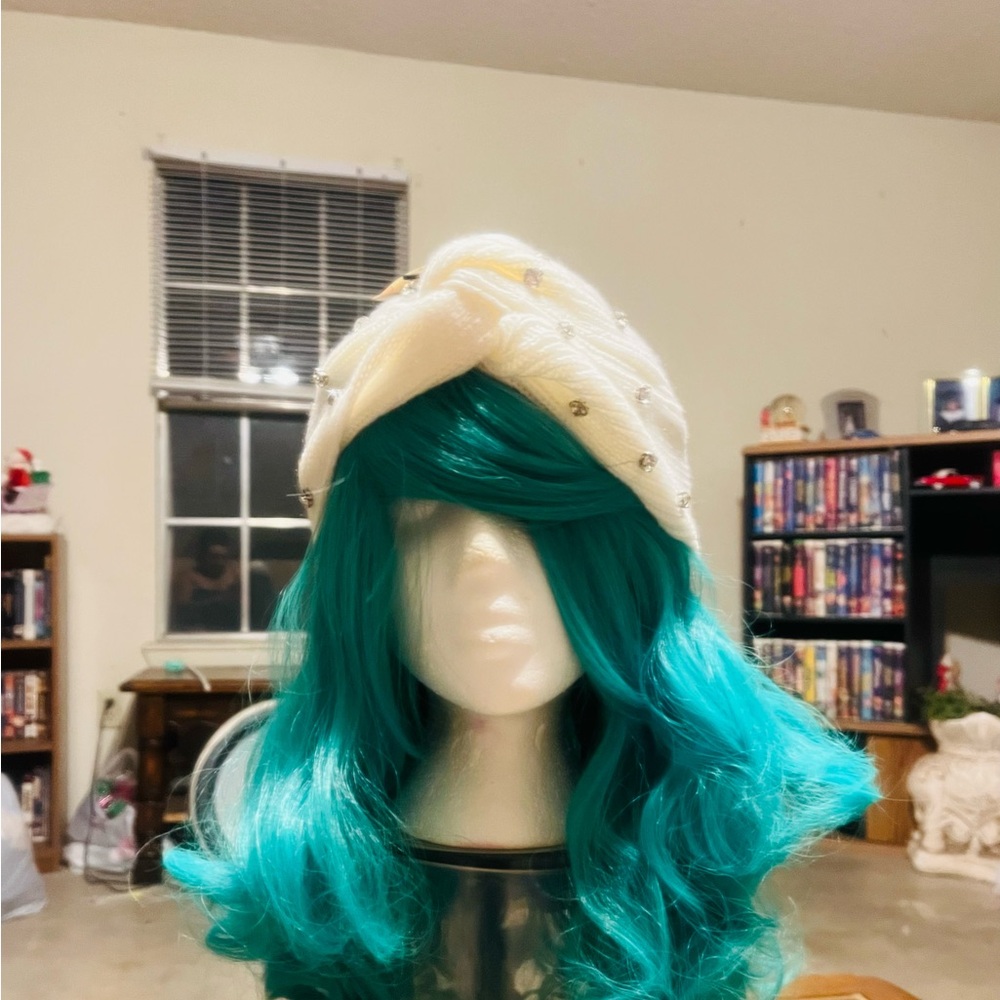 White rhinestone beaded beanie